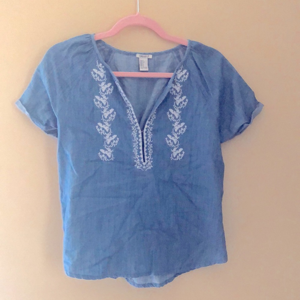 Forever 21 boho denim top
